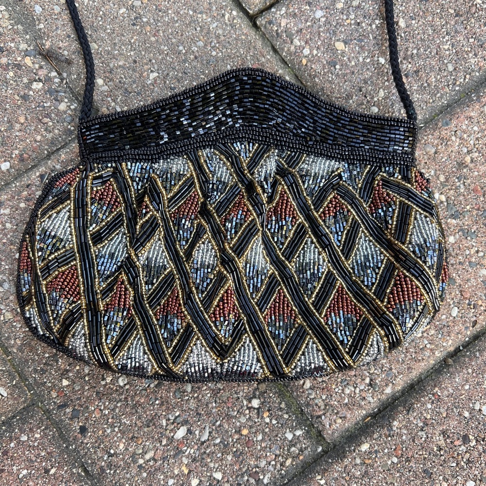 Beaded Geometric Evening Clutch